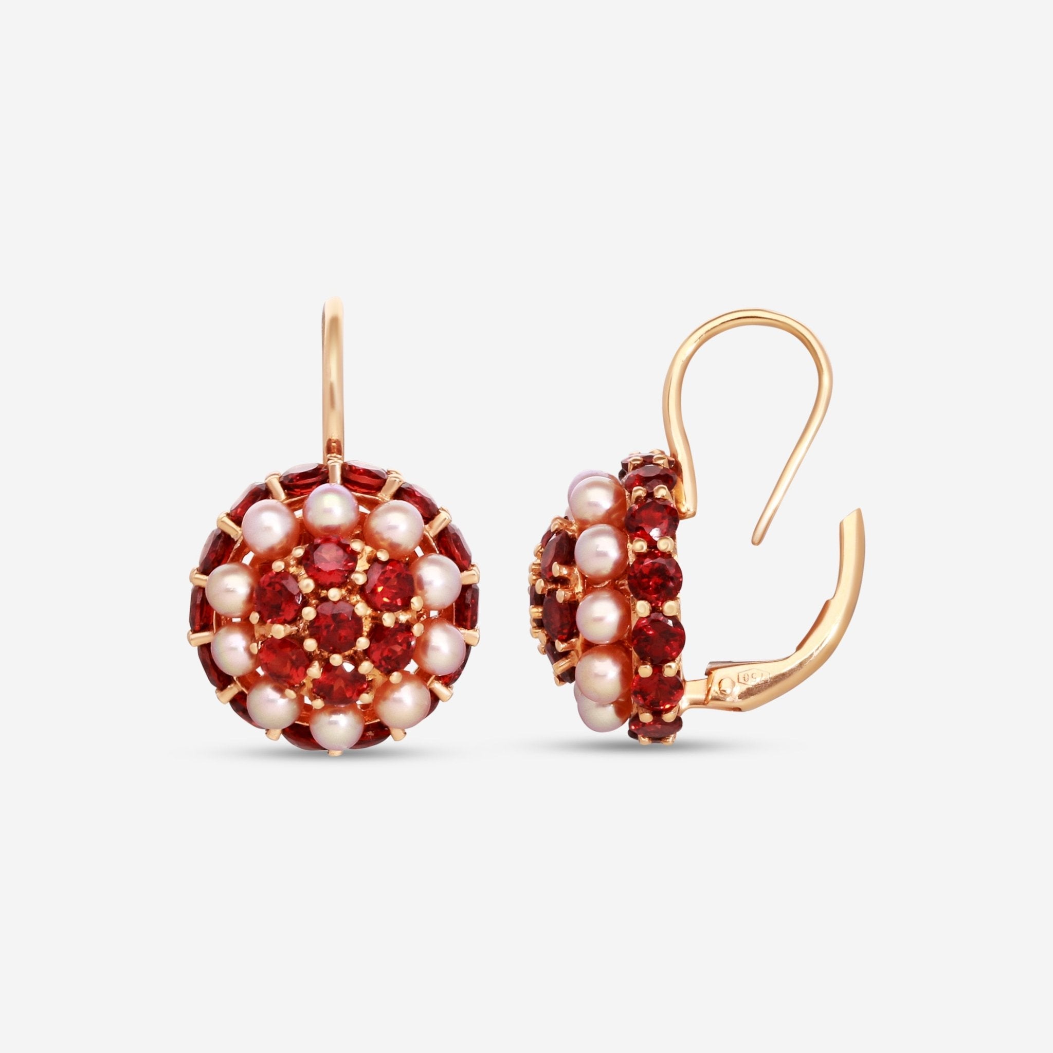 Mimi Milano Garbo 18K Rose Gold, Violet Pearl & Garnet Drop Earrings O241C3H - THE SOLIST - Mimi Milano