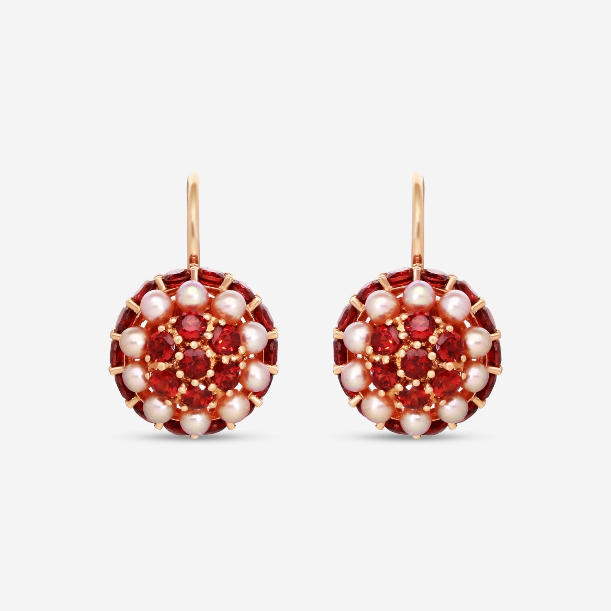 Mimi Milano Garbo 18K Rose Gold, Violet Pearl & Garnet Drop Earrings O241C3H - THE SOLIST - Mimi Milano