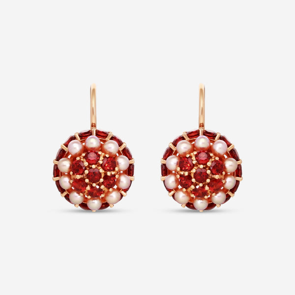 Mimi Milano Garbo 18K Rose Gold, Violet Pearl & Garnet Drop Earrings O241C3H - THE SOLIST - Mimi Milano