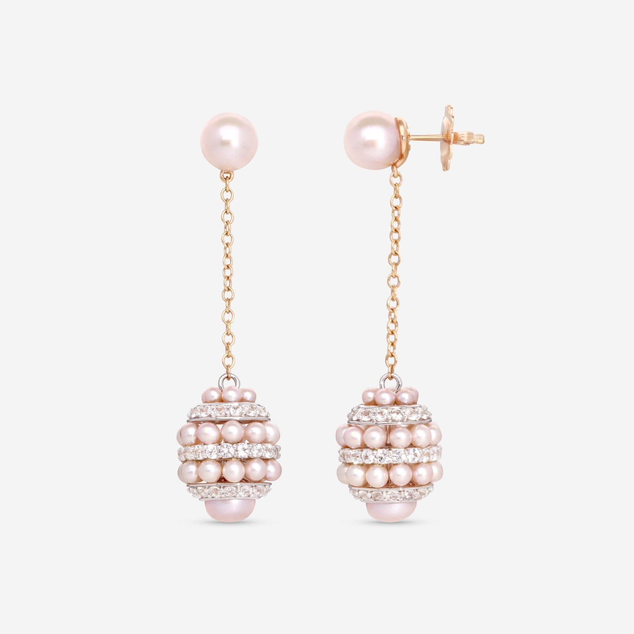 Mimi Milano Garbo 18K Rose Gold, Violet Pearl & White Sapphire Drop Earrings O240C3Z - THE SOLIST - Mimi Milano