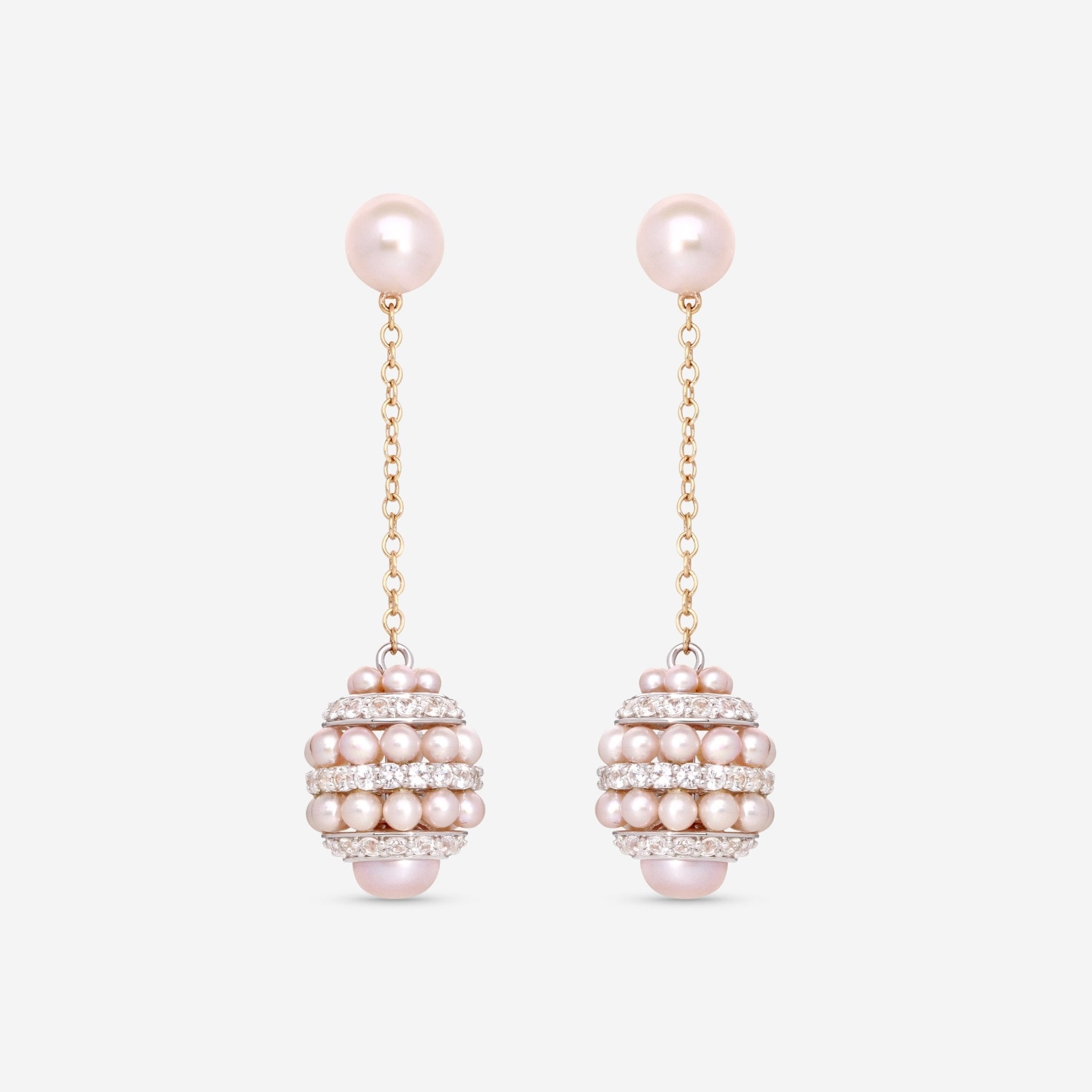 Mimi Milano Garbo 18K Rose Gold, Violet Pearl & White Sapphire Drop Earrings O240C3Z - THE SOLIST - Mimi Milano