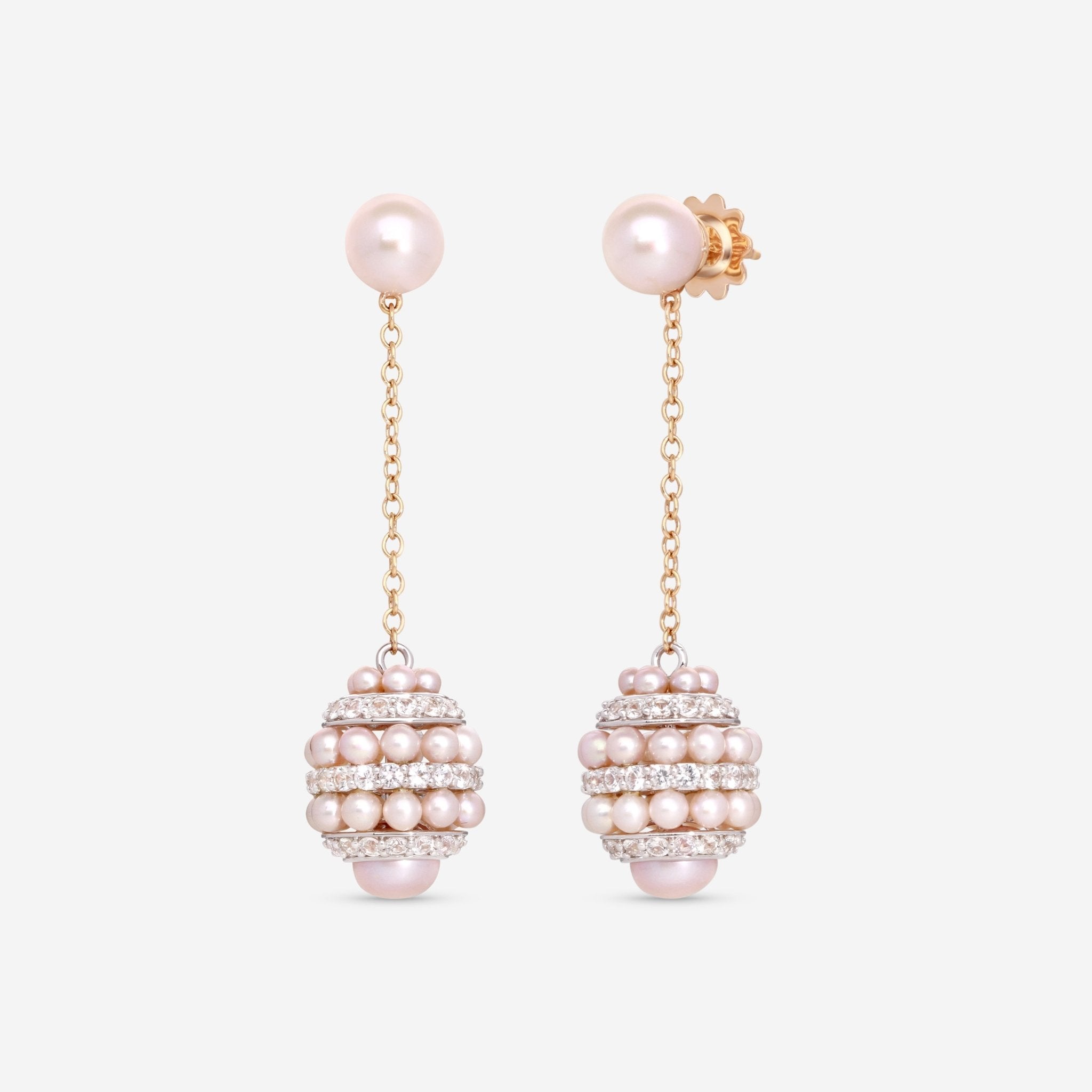 Mimi Milano Garbo 18K Rose Gold, Violet Pearl & White Sapphire Drop Earrings O240C3Z - THE SOLIST - Mimi Milano