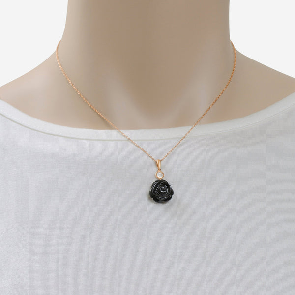 Mimi Milano Grace 18K Rose Gold, 7.8ct. tw. Black Agate and Diamond Pendant Necklace P193R8OB - THE SOLIST - Mimi Milano