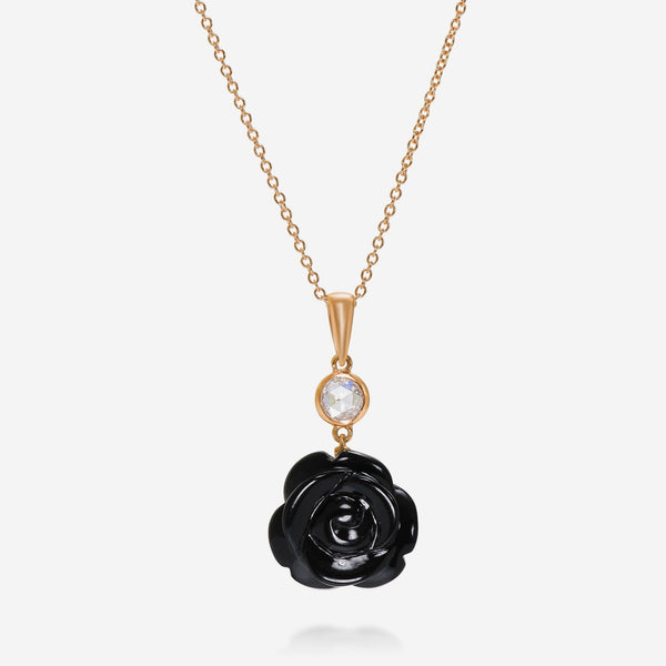 Mimi Milano Grace 18K Rose Gold, 7.8ct. tw. Black Agate and Diamond Pendant Necklace P193R8OB - THE SOLIST - Mimi Milano