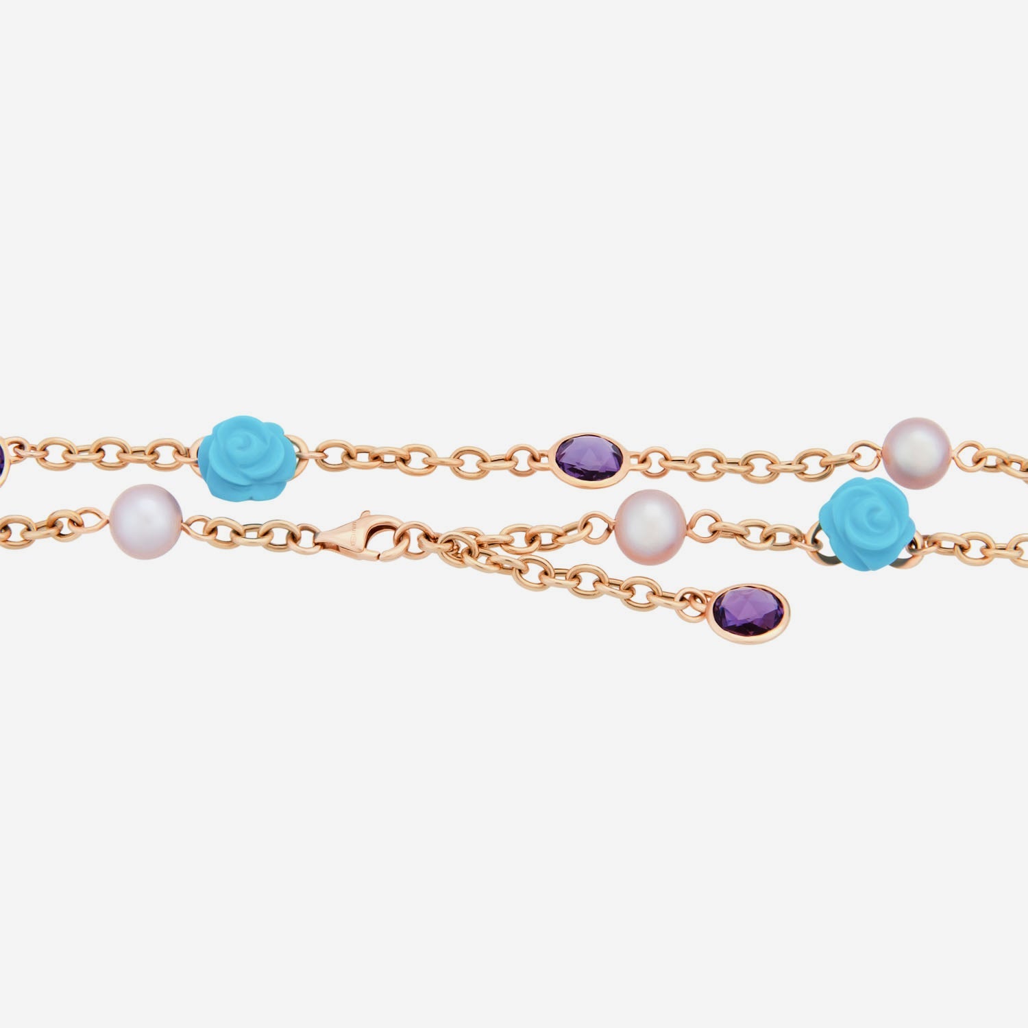 Mimi Milano Grace 18K Yellow Gold, 11.94ct. tw. Turquoise and Amethyst 6.48ct. tw. Princess Necklace C191R3KA - THE SOLIST - Mimi Milano