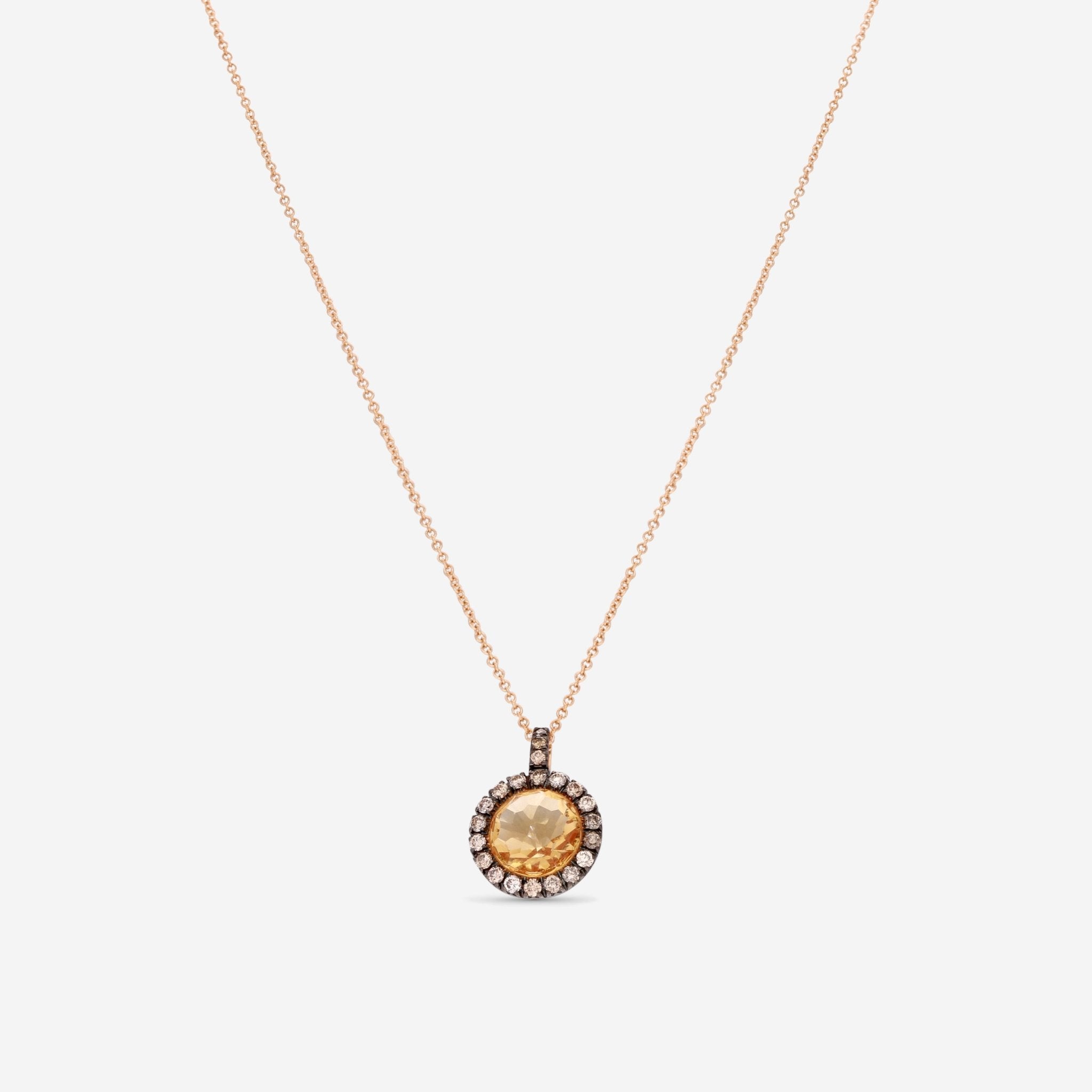 Mimi Milano Happy 18K Rose Gold, Citrine & Brown Diamond Pendant Necklace PLM307R8CM - THE SOLIST - Mimi Milano