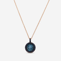 Mimi Milano Happy 18K Rose Gold, London Blue Topaz and Blue Sapphire Pendant Necklace PLM307R8T5Z5 - THE SOLIST - Mimi Milano