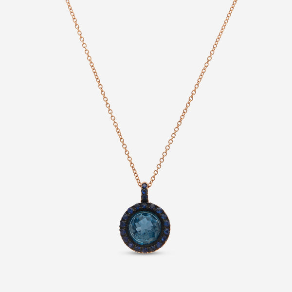 Mimi Milano Happy 18K Rose Gold, London Blue Topaz and Blue Sapphire Pendant Necklace PLM307R8T5Z5 - THE SOLIST - Mimi Milano