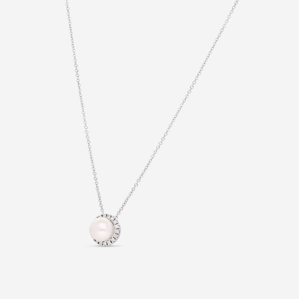 Mimi Milano Happy 18K White Gold, Diamond & White Pearl Pendant Necklace PLM306B1B - THE SOLIST - Mimi Milano