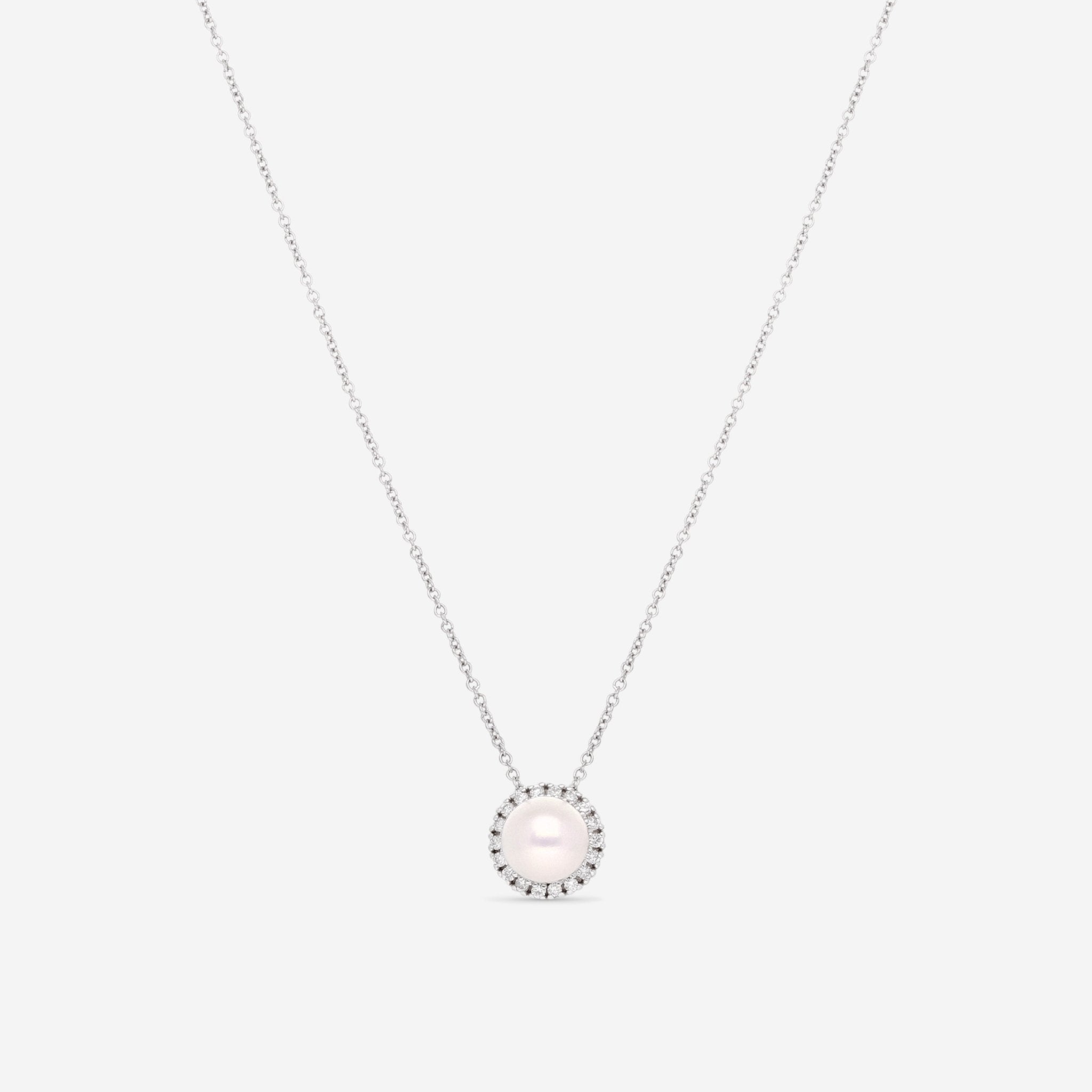 Mimi Milano Happy 18K White Gold, Diamond & White Pearl Pendant Necklace PLM306B1B - THE SOLIST - Mimi Milano