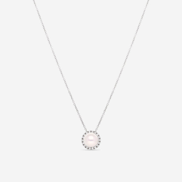 Mimi Milano Happy 18K White Gold, Diamond & White Pearl Pendant Necklace PLM306B1B - THE SOLIST - Mimi Milano