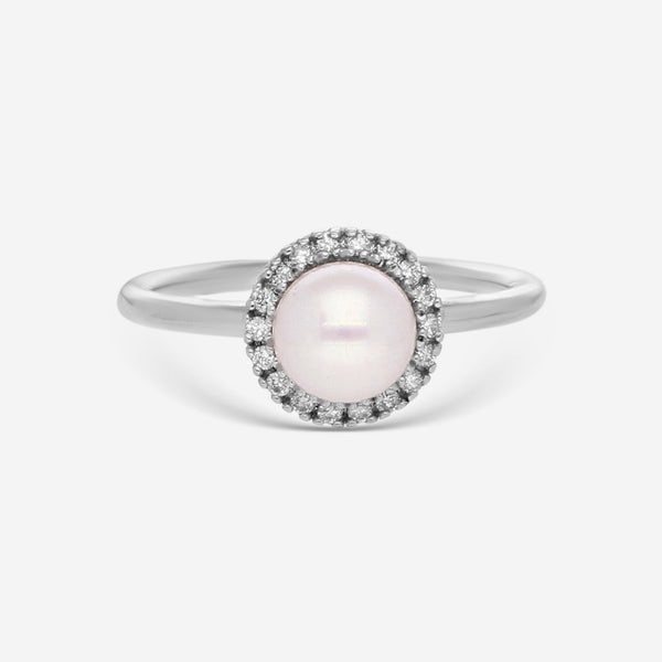 Mimi Milano Happy 18K White Gold, Diamond & White Pearl Ring Sz. 6.75 ALM306B1B - THE SOLIST - Mimi Milano