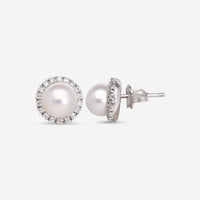 Mimi Milano Happy 18K White Gold, Diamond & White Pearl Stud Earrings OLM306B1B - THE SOLIST - Mimi Milano