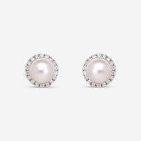 Mimi Milano Happy 18K White Gold, Diamond & White Pearl Stud Earrings OLM306B1B - THE SOLIST - Mimi Milano