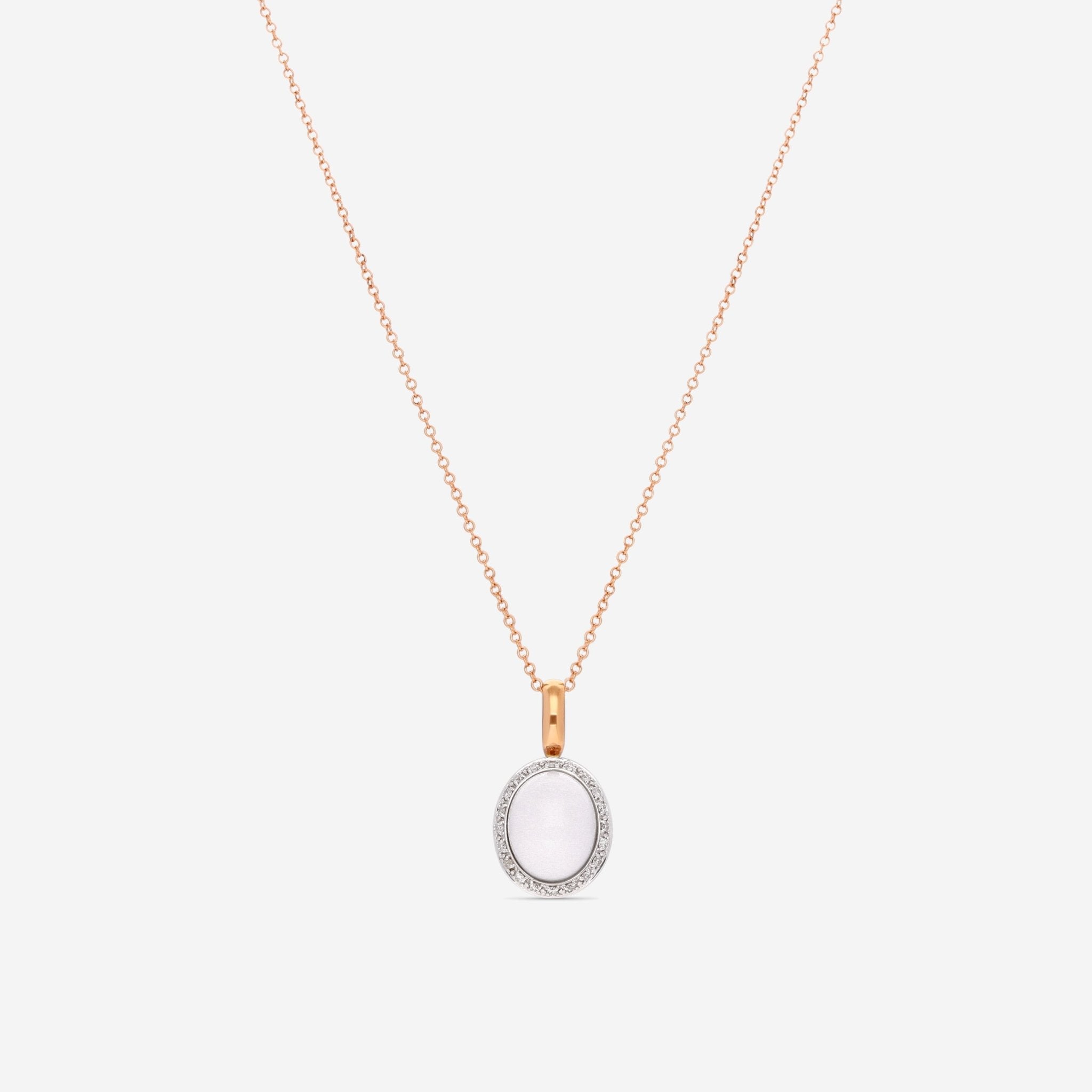 Mimi Milano Leela 18K Rose & White Gold, White Agate & Diamond Pendant Necklace P320C8A1B - THE SOLIST - Mimi Milano