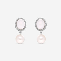 Mimi Milano Leela 18K White Gold, Diamond, White Agate & Pearl Drop Earrings O319C1A1B - PS - THE SOLIST - Mimi Milano