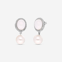 Mimi Milano Leela 18K White Gold, Diamond, White Agate & Pearl Drop Earrings O319C1A1B - PS - THE SOLIST - Mimi Milano