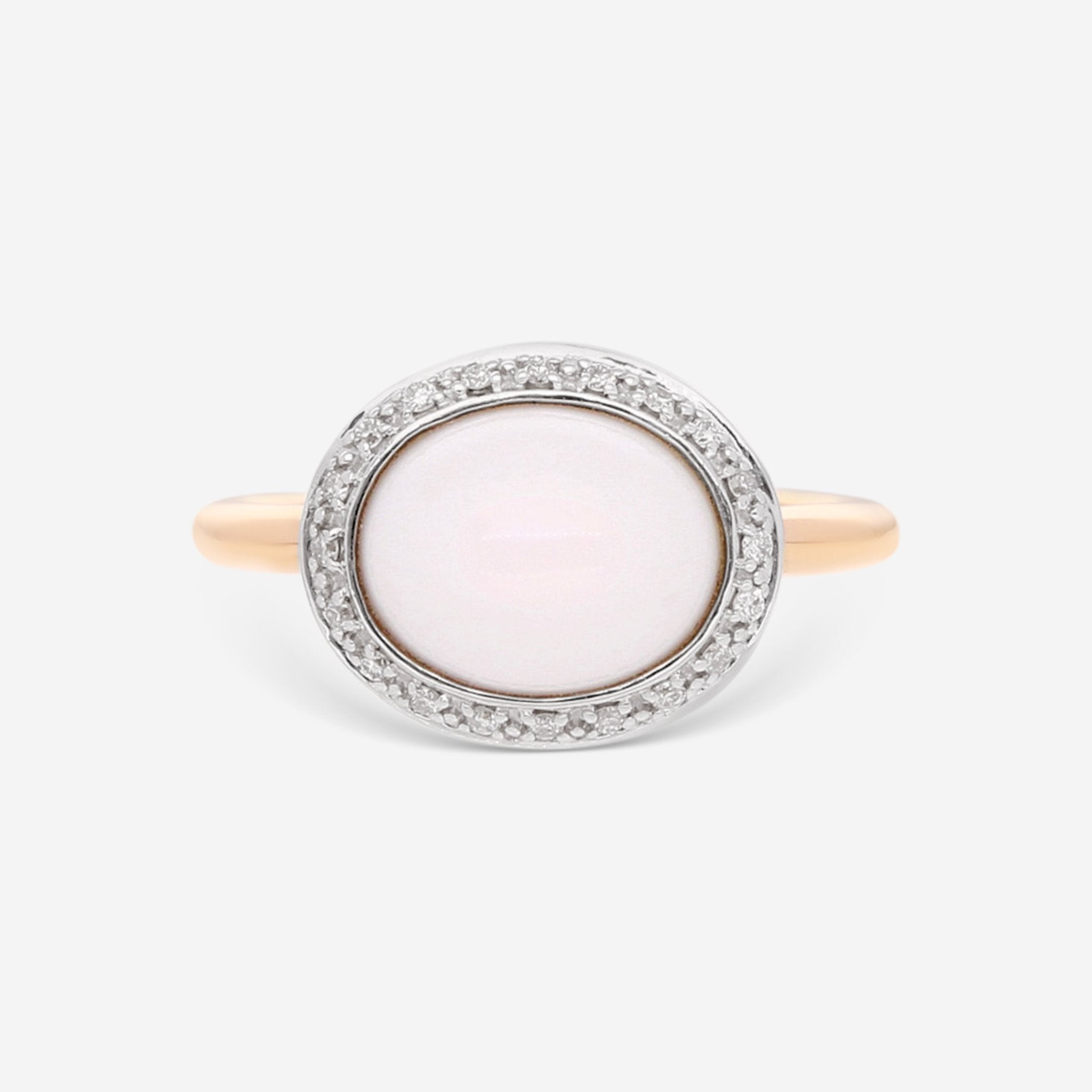 Mimi Milano Leela 18K White & Rose Gold, White Agate Ring Sz. 6.5 A316C8A1B - THE SOLIST - Mimi Milano