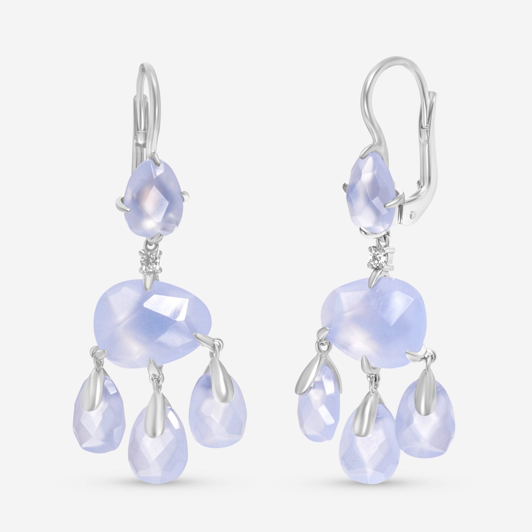 Mimi Milano Mila 18K White Gold, Chalcedony and Diamond Drop Earrings O570B8DB - THE SOLIST - Mimi Milano