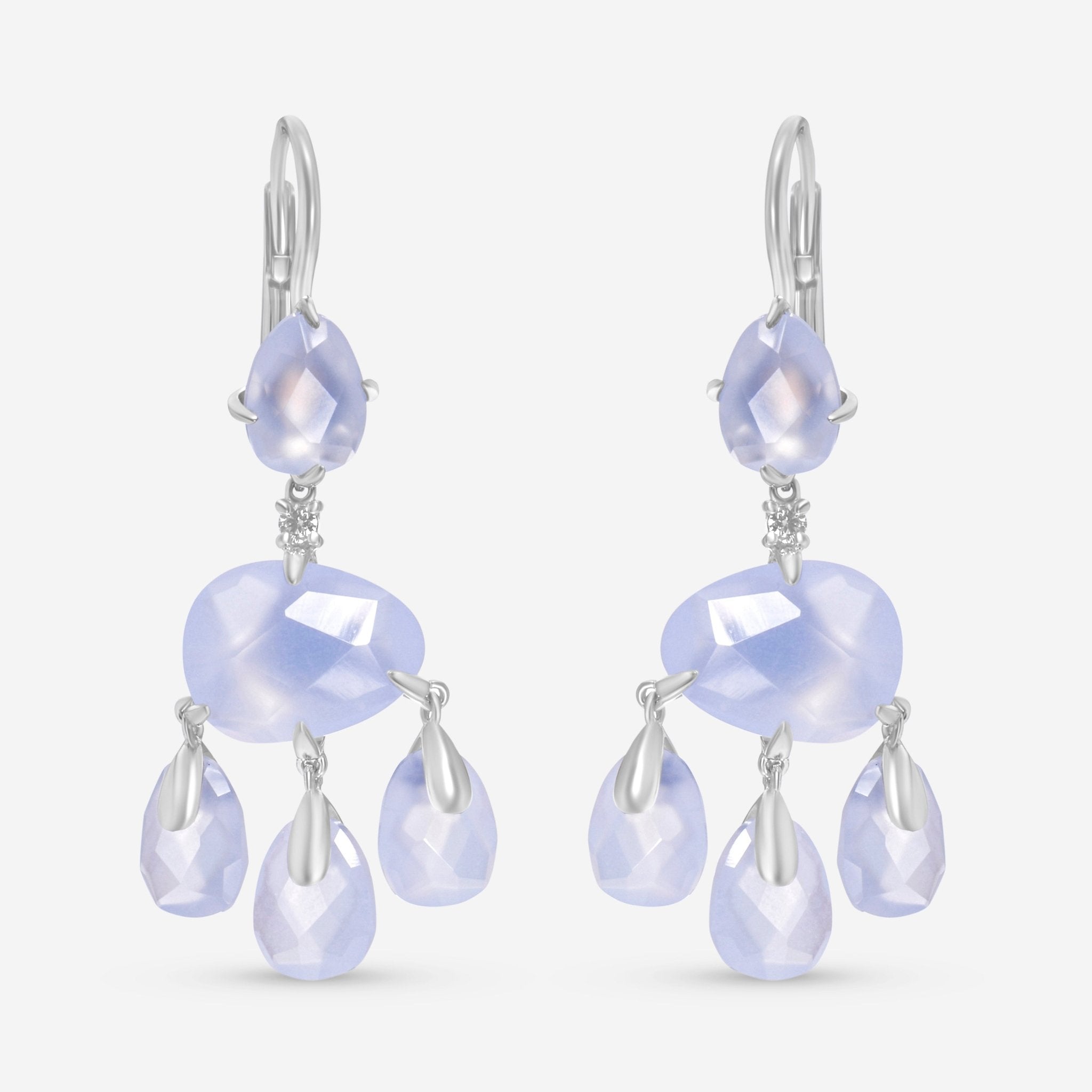 Mimi Milano Mila 18K White Gold, Chalcedony and Diamond Drop Earrings O570B8DB - THE SOLIST - Mimi Milano