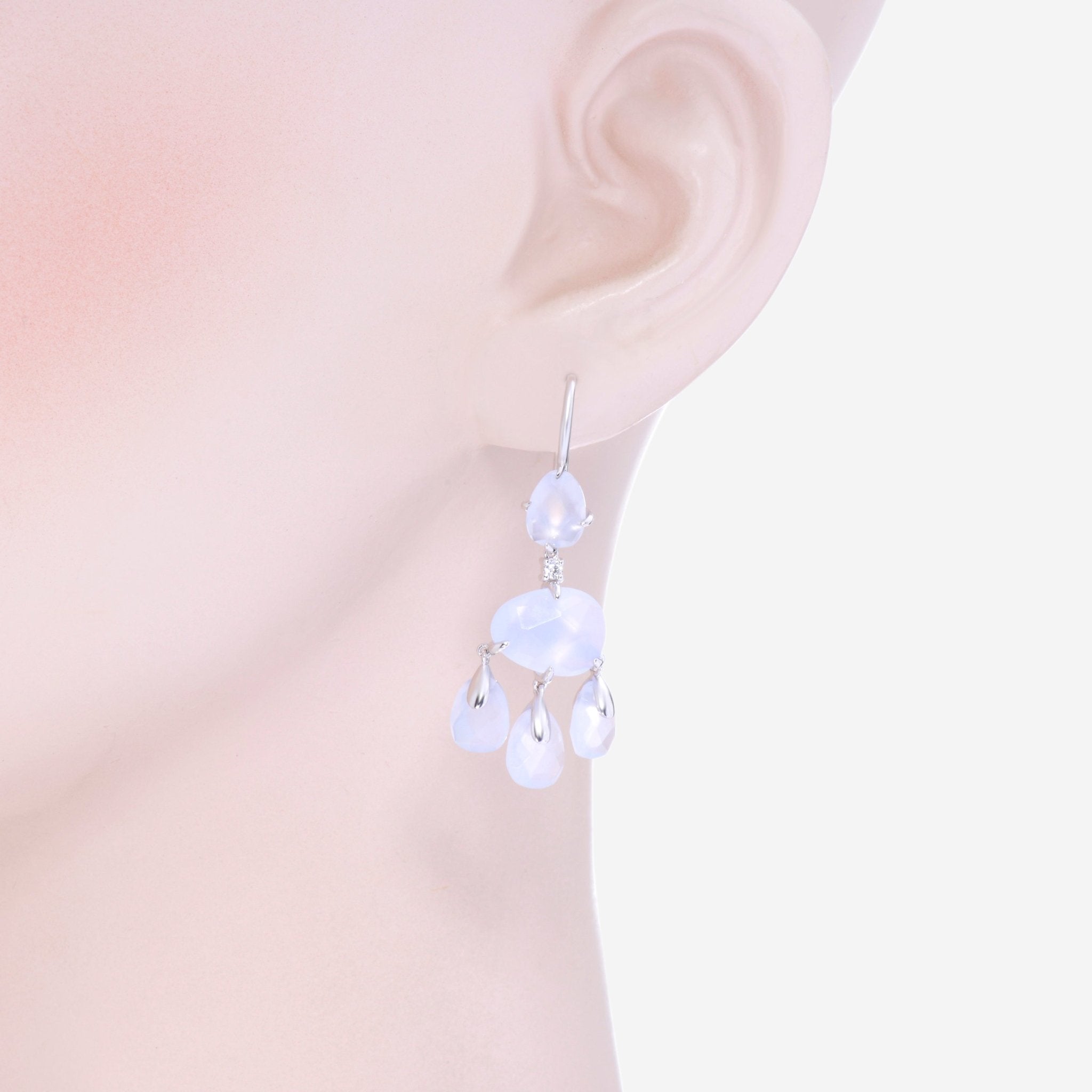 Mimi Milano Mila 18K White Gold, Chalcedony and Diamond Drop Earrings O570B8DB - THE SOLIST - Mimi Milano