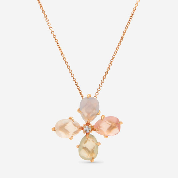 Mimi Milano Mila Primavera 18K Rose Gold, Chalcedony and Milky Rose Quartz Pendant PX901R8XB - THE SOLIST - Mimi Milano