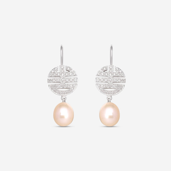 Mimi Milano Ognibene 18K White Gold, Diamond & Pearl Drop Earrings O061A02 - THE SOLIST - Mimi Milano