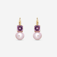 Mimi Milano Punto 18K Yellow Gold, Amethyst & Pearl Drop Earrings O003A02 - THE SOLIST - Mimi Milano