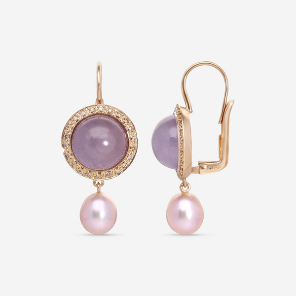 Mimi Milano Shan Teki 18K Yellow Gold, Blue Chalcedony, Diamond & Pearl Drop Earrings O150R120B - THE SOLIST - Mimi Milano