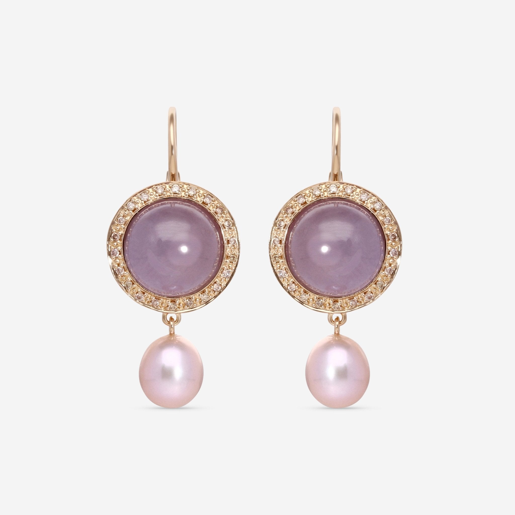 Mimi Milano Shan Teki 18K Yellow Gold, Blue Chalcedony, Diamond & Pearl Drop Earrings O150R120B - THE SOLIST - Mimi Milano