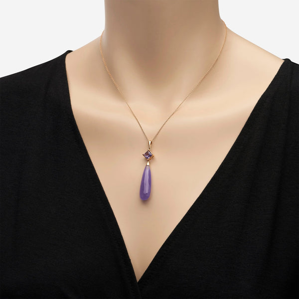 Mimi Milano Shan - Teki Fp 18K Rose Gold, Lavender Jade and Amethyst Pendant Necklace P152R8LA - THE SOLIST - Mimi Milano