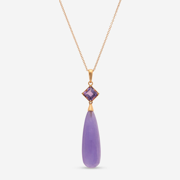 Mimi Milano Shan - Teki Fp 18K Rose Gold, Lavender Jade and Amethyst Pendant Necklace P152R8LA - THE SOLIST - Mimi Milano