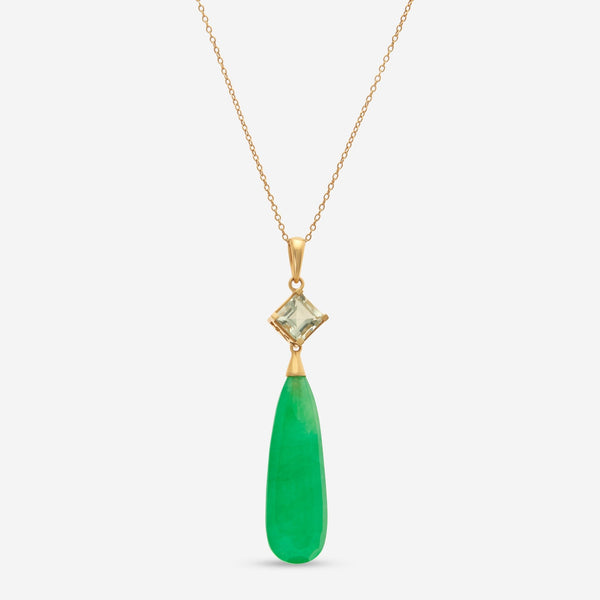 Mimi Milano Shan - Teki Fp 18K Yellow Gold, Jade and Green Quartz Pendant Necklace P152G8GV - THE SOLIST - Mimi Milano