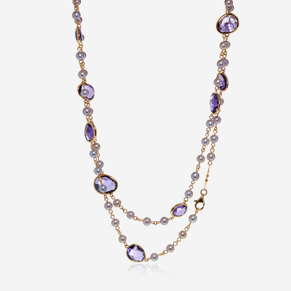 Mimi Milano Talita 18K Rose Gold, Amethyst and Pearl Strand Necklace C326R3A - THE SOLIST - Mimi Milano