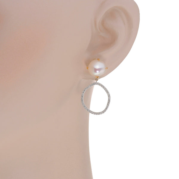 Mimi Milano Victoria 18K White Gold, Cultured Pearl & Diamond Drop Earrings O581C1B - THE SOLIST - Mimi Milano