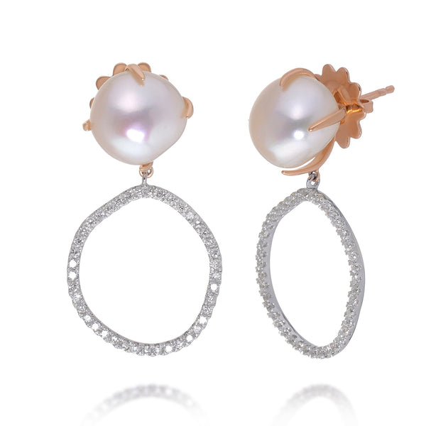 Mimi Milano Victoria 18K White Gold, Cultured Pearl & Diamond Drop Earrings O581C1B - THE SOLIST - Mimi Milano