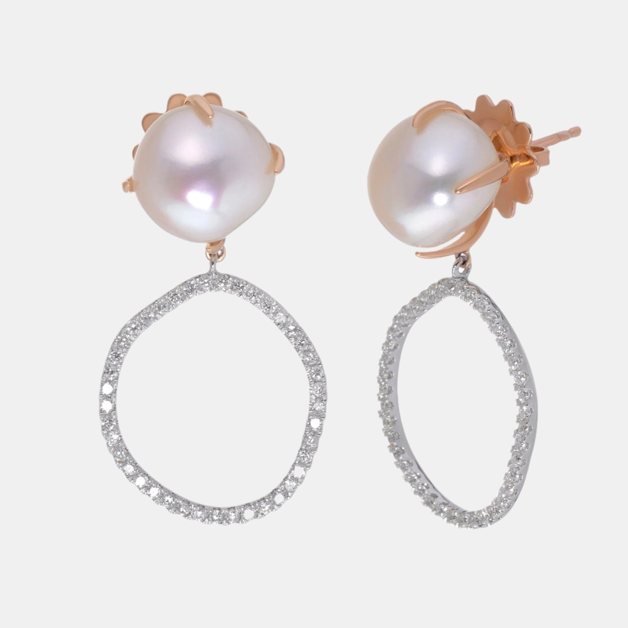 Mimi Milano Victoria 18K White Gold, Cultured Pearl & Diamond Drop Earrings O581C1B