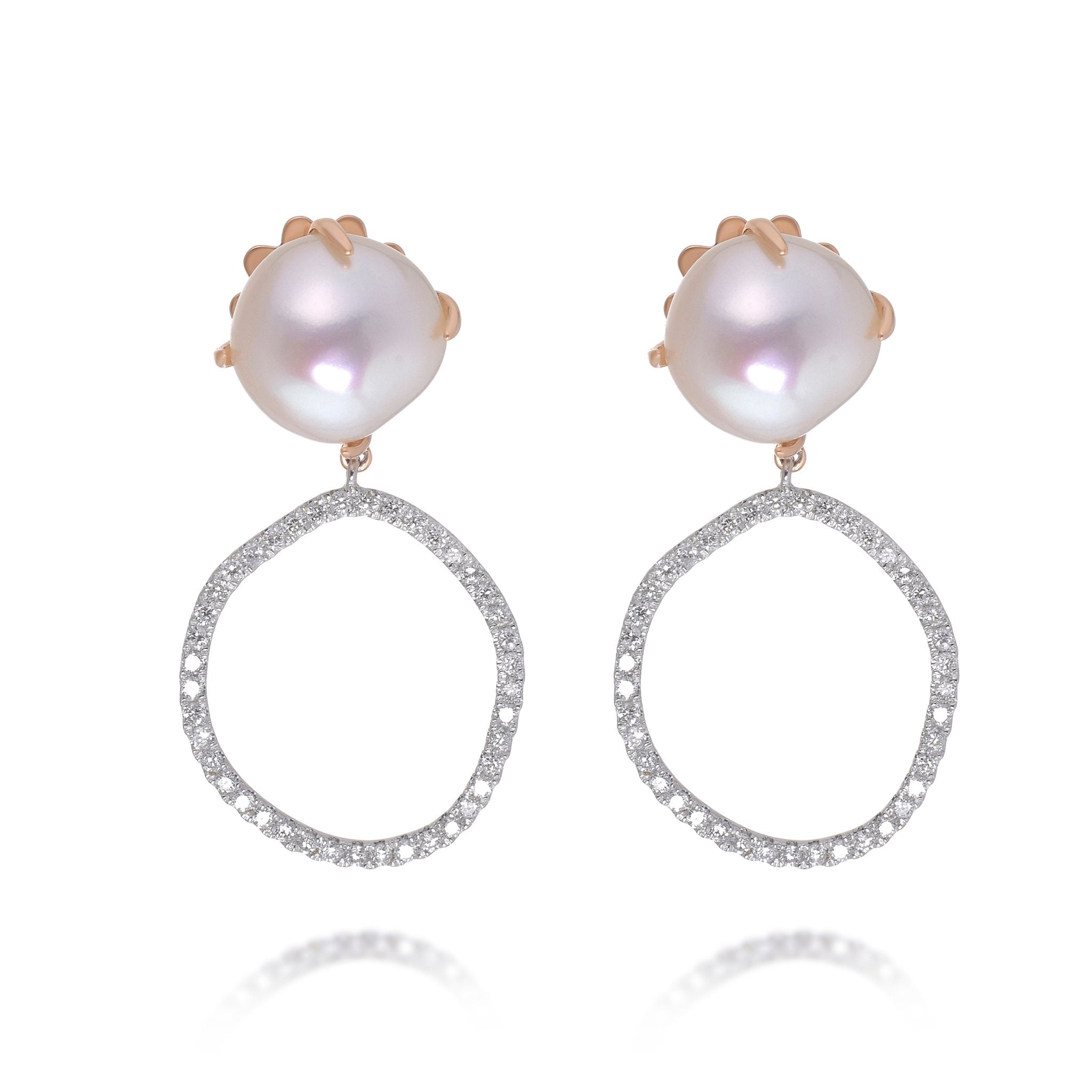 Mimi Milano Victoria 18K White Gold, Cultured Pearl & Diamond Drop Earrings O581C1B - THE SOLIST - Mimi Milano