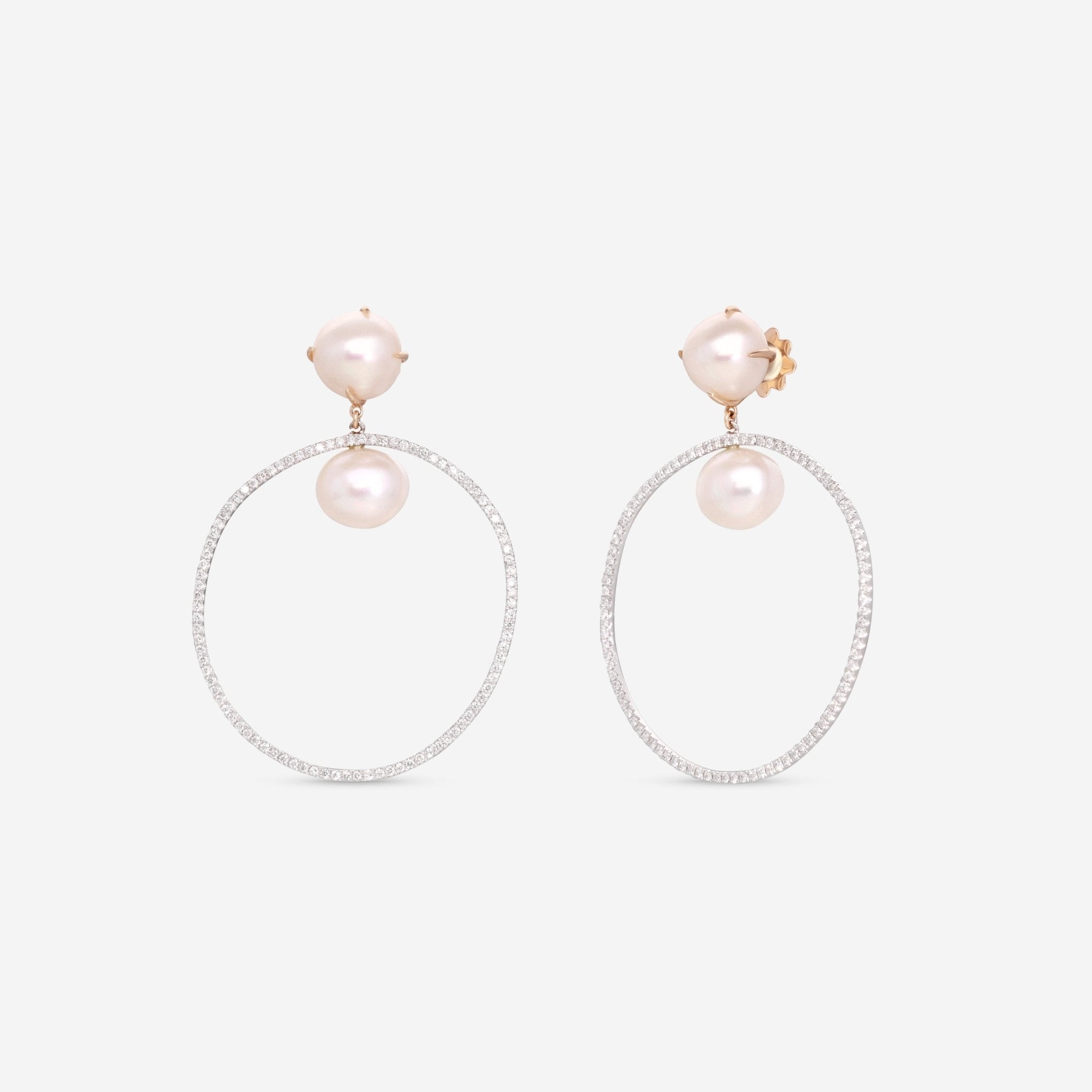 Mimi Milano Victoria 18K White Gold, Cultured Pearl & Diamond Drop Earrings O588C1B - THE SOLIST - Mimi Milano