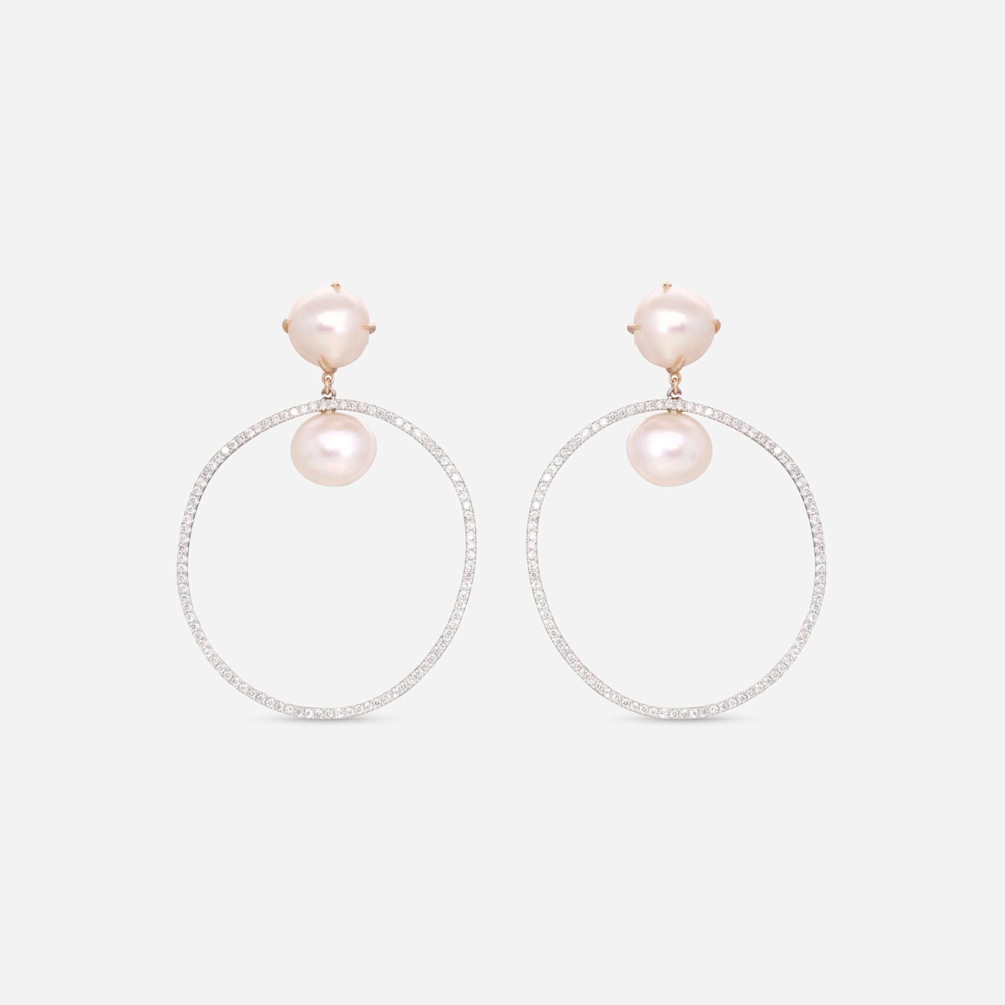 Mimi Milano Victoria 18K White Gold, Cultured Pearl & Diamond Drop Earrings O588C1B - THE SOLIST - Mimi Milano