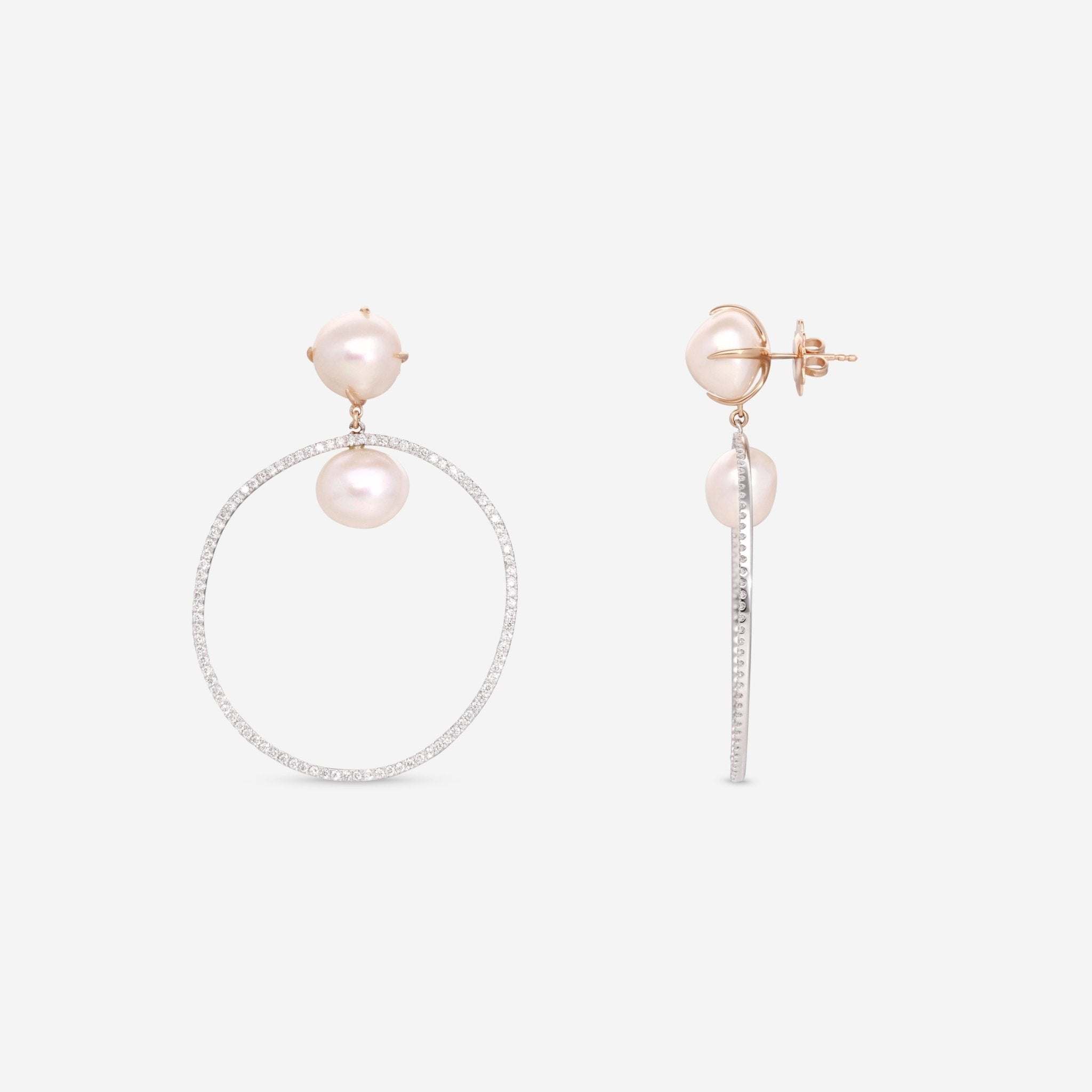 Mimi Milano Victoria 18K White Gold, Cultured Pearl & Diamond Drop Earrings O588C1B - THE SOLIST - Mimi Milano