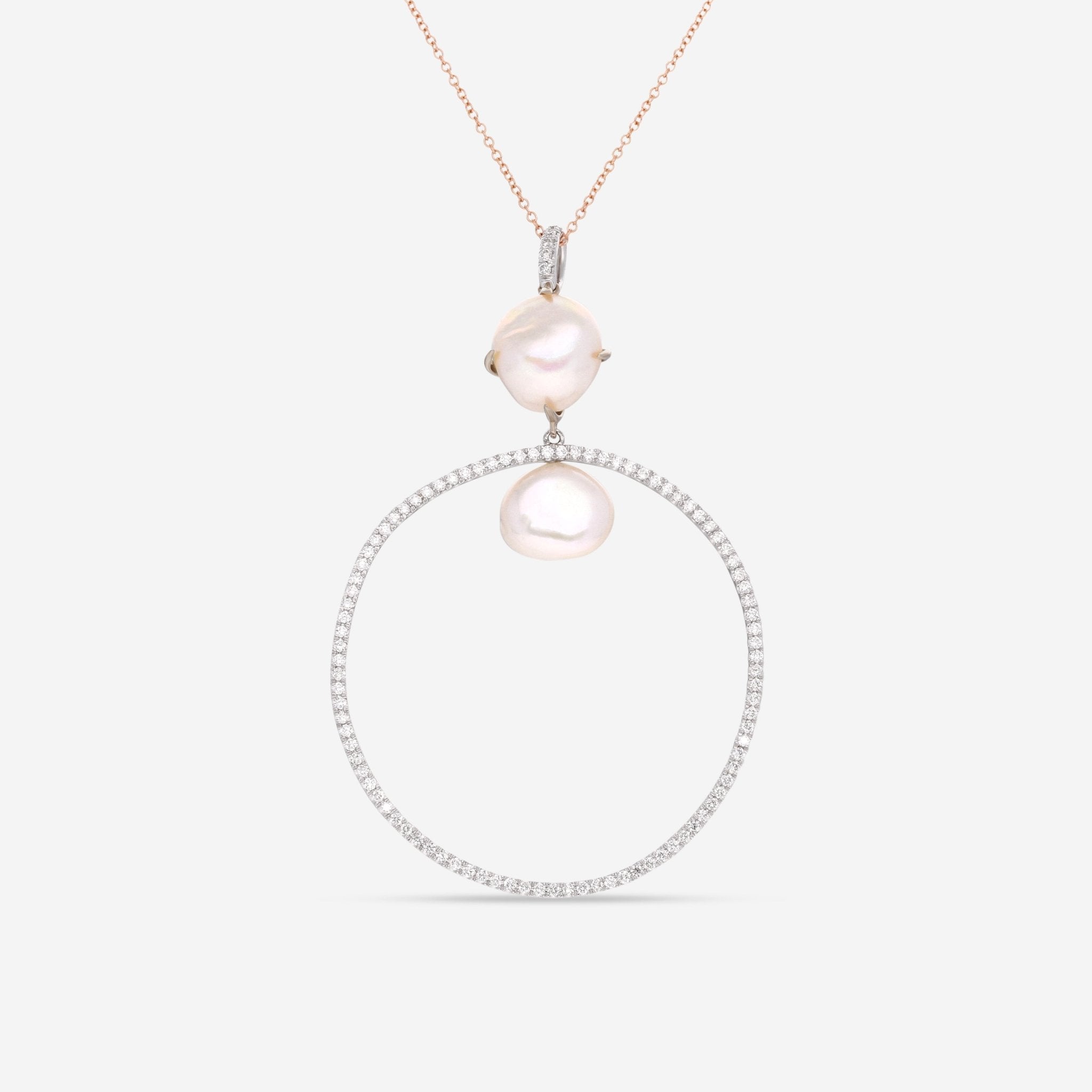 Mimi Milano Victoria 18K White Gold, Cultured Pearl & Diamond Pendant Necklace P586C1B - THE SOLIST - Mimi Milano