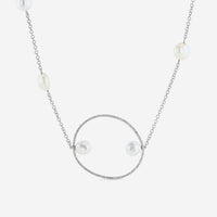 Mimi Milano Victoria 18K White Gold, Pearl and Diamond 0.65ct. tw. Station Necklace C584C1B - THE SOLIST - Mimi Milano