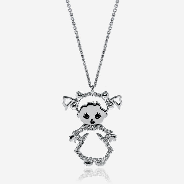 Minu by Giovanni Ferraris 18K White Gold 0.42ct. tw. Diamond Girl Pendant Necklace CL1669BB - L - THE SOLIST - Minu by Giovanni Ferraris