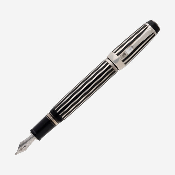 Montblanc Boheme Platinum Black & Silver Striped Fountain Pen (M) 7537 - THE SOLIST - Montblanc