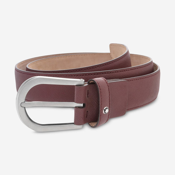 Montblanc Classic Line Burgundy Saffiano Print Leather 35mm Belt 109755 - THE SOLIST - Montblanc