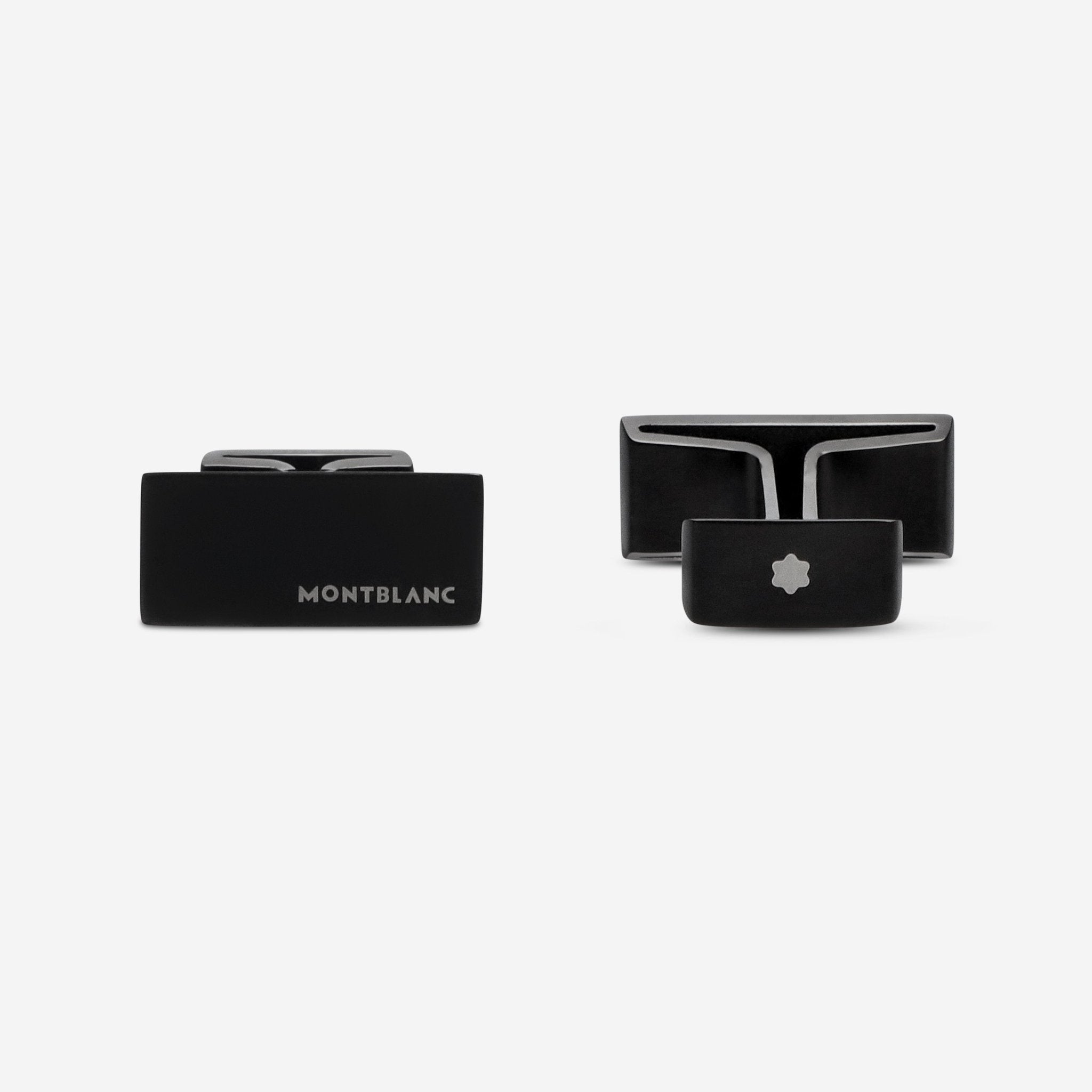 Montblanc M Stainless Steel Black PVD Rectangular Cufflinks 114761 - THE SOLIST - Montblanc