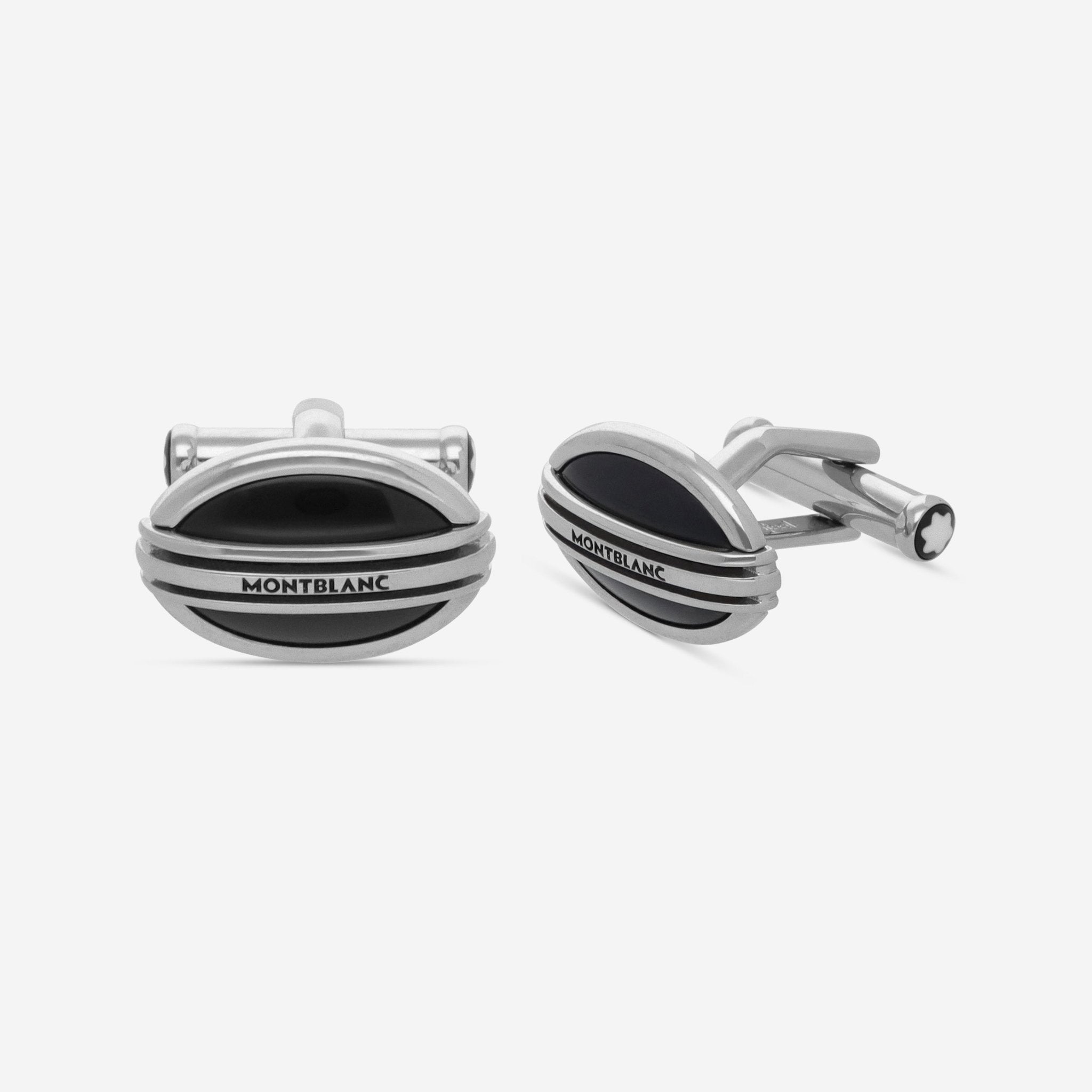 Montblanc Meisterstuck Stainless Steel Black Onyx Cufflinks 105873 - THE SOLIST - Montblanc