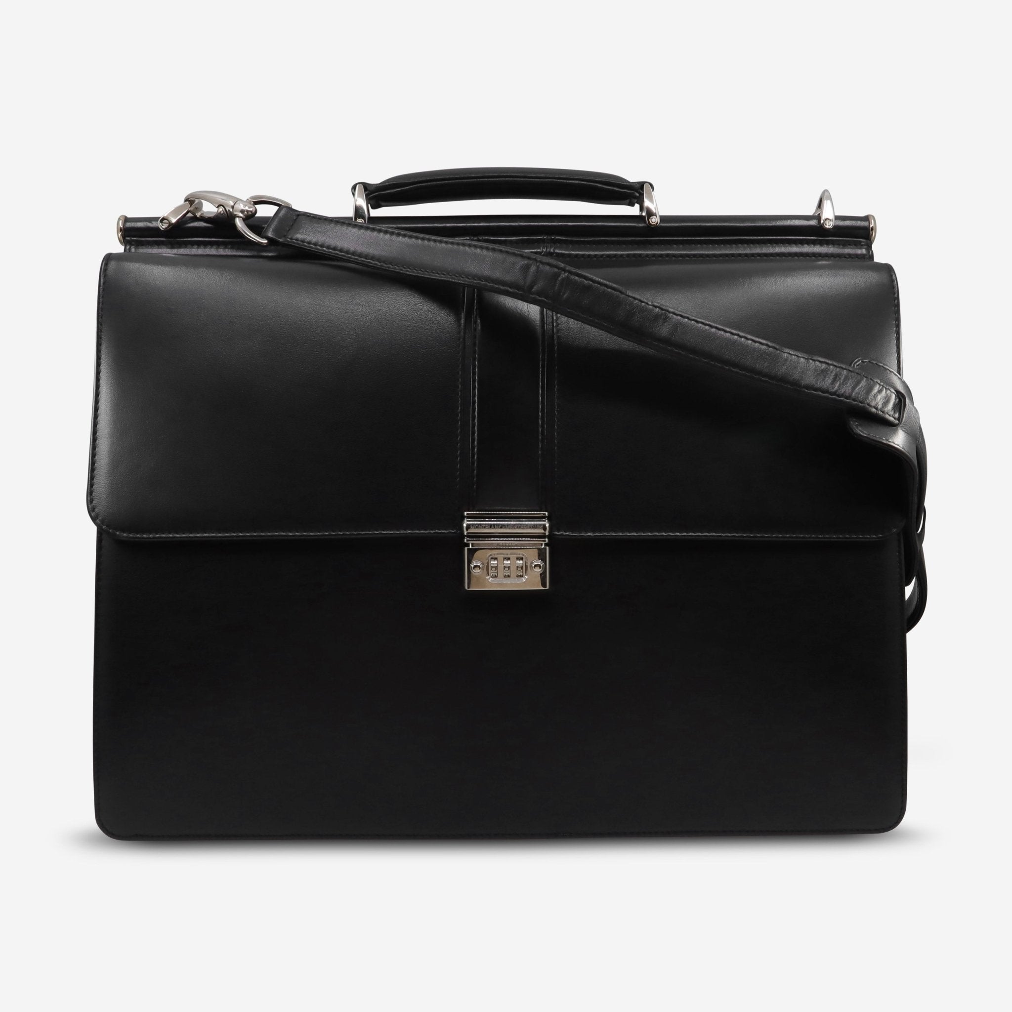 Montblanc Meisterstuck Triple Gusset Black Leathear Briefcase 105925 - THE SOLIST - Montblanc