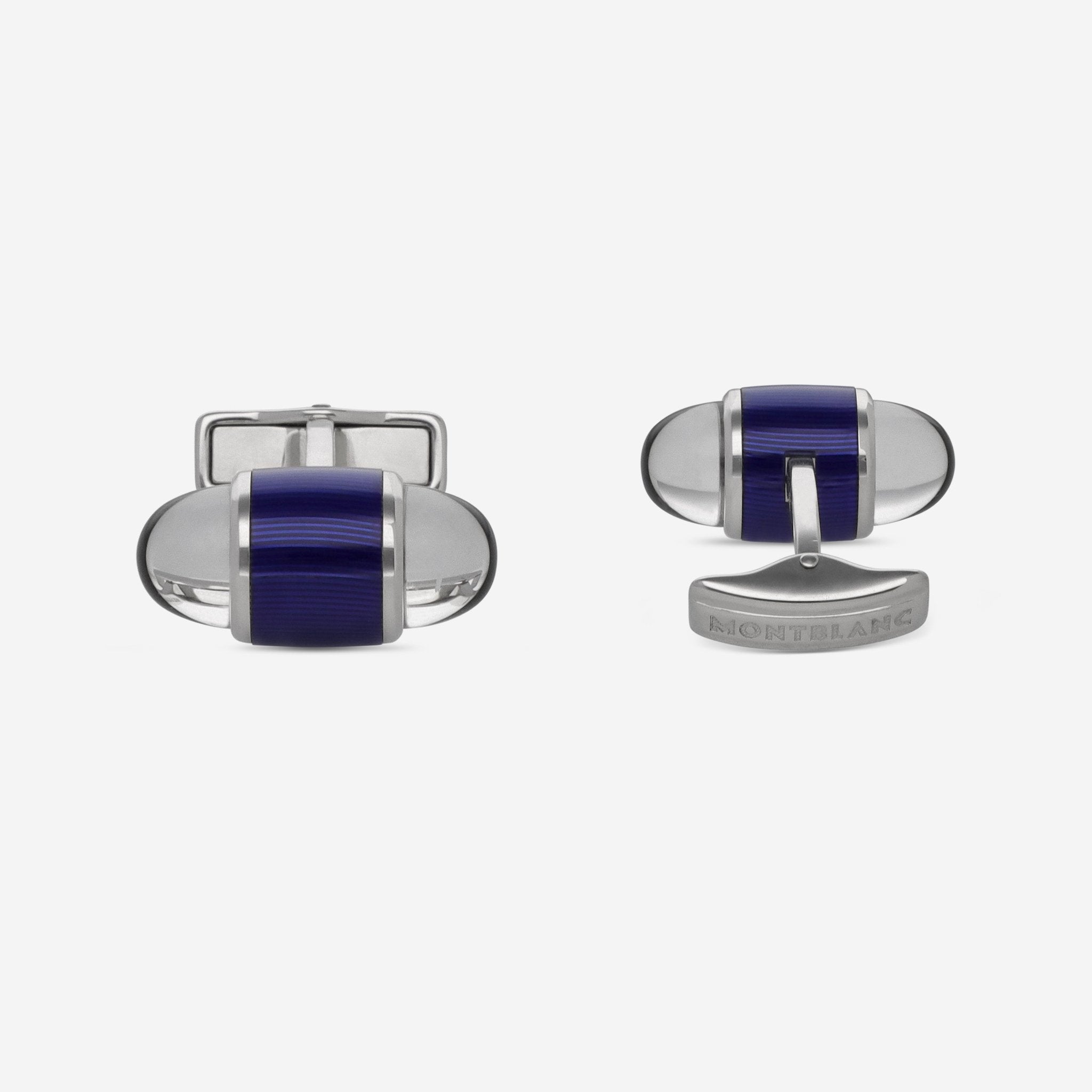 Montblanc Stainless Steel & Blue Lacquer Cufflinks 102715 - THE SOLIST - Montblanc